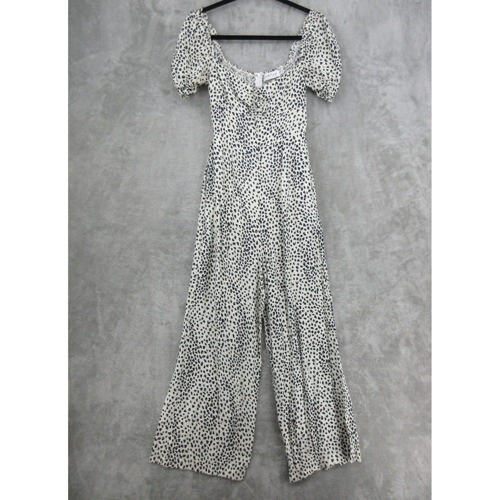 Petal + Pup Jumpsuit Womens Size 4 Cheetah Puff Sleeve Wide Leg Animal Print